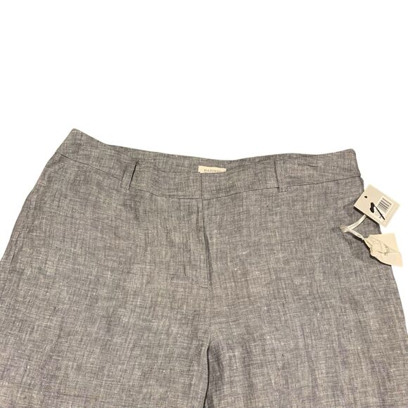 Madison Womens Gray Wide Leg Office Dress Linen Pants 14 Resort Vacation NWT - Picture 2 of 7